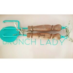 THIRSTYSTONE Pitchfork Shovel Spring Salad Server‎ Set of 2 Acacia Garden Theme